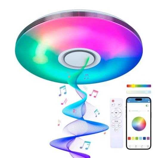 Plafon Ksix Aura Smartled com alto-falante integrado 5W 7.200 Lm 66W branco