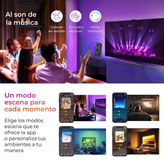 Ksix Ambiglow Tiras LED Inteligentes Para TV 55" a 75" 3.5m