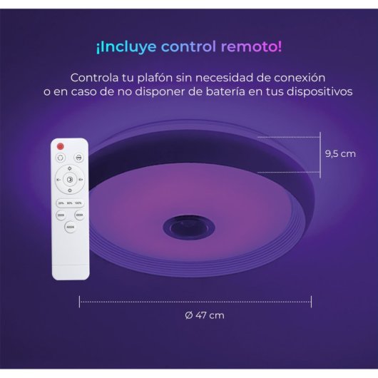 Ksix Glory SmartLED Plafon com Altifalante 5W RGB+CCT Integrado 6200Lm 58W Branco