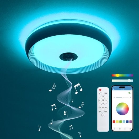 Ksix Glory SmartLED Plafon com Altifalante 5W RGB+CCT Integrado 6200Lm 58W Branco