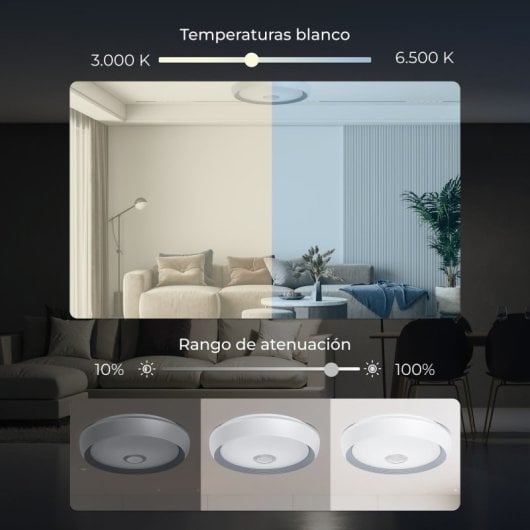 Ksix Glory SmartLED Plafon com Altifalante 5W RGB+CCT Integrado 6200Lm 58W Branco