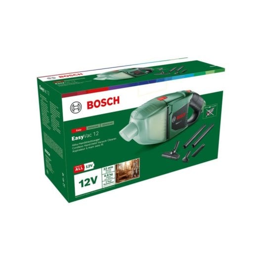 Aspirador de Mão sem Fio Bosch EasyVac 12 12V 0.38L Filtro HEPA Verde Ultraleve
