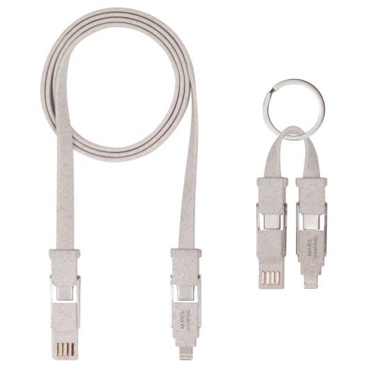 Mars Gaming MCA-ECO Pack 2 Cables de Carga ECO 50W USB 1m + Cable Llavero USB-C/USB/MicroUSB/Lightning