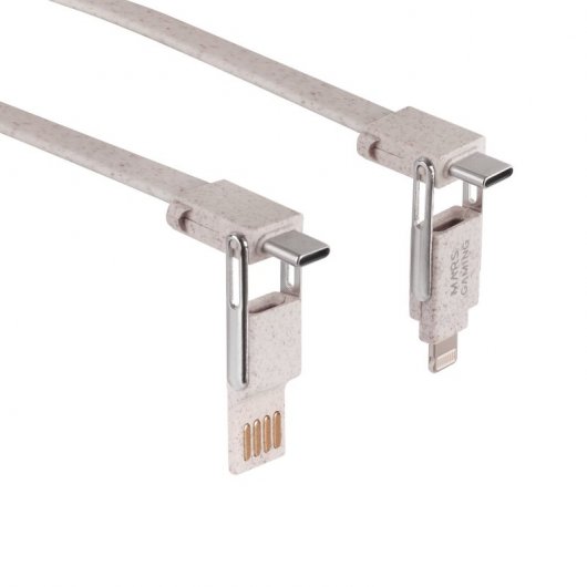 Mars Gaming MCA-ECO Pack 2 Cables de Carga ECO 50W USB 1m + Cable Llavero USB-C/USB/MicroUSB/Lightning