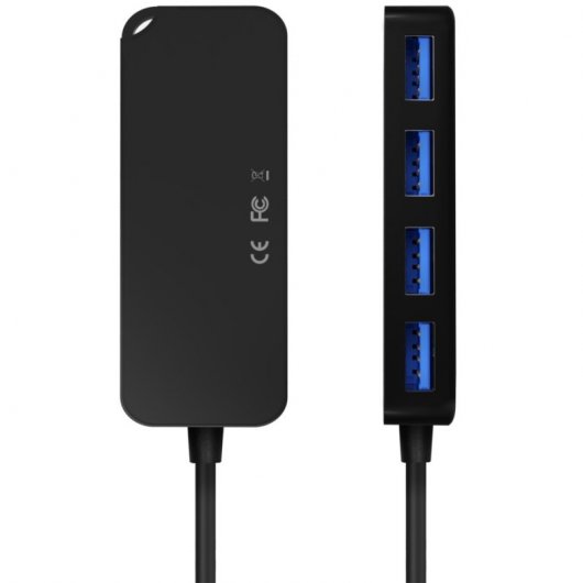 Aisens Hub USB-C a 4 Puertos USB 3.0 60cm Negro