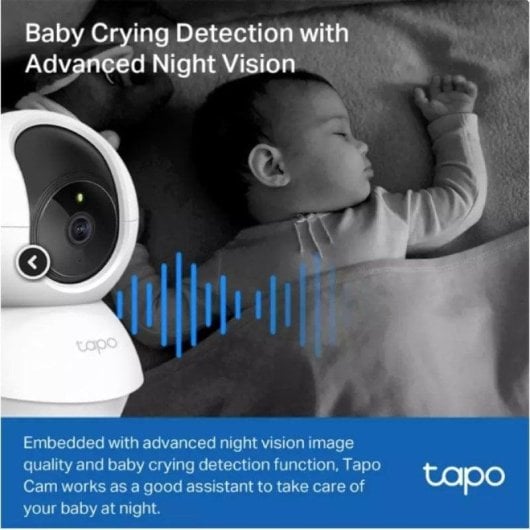 Caméra de surveillance TP-Link Tapo TC71 2K Vision Nocturne Intérieure Contrôle Vocal Audio Bidirectionnel