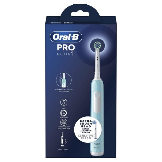 Oszillierende Zahnbürste Oral-B Pro 1 Blau 2 Bürstenköpfe Timer Drucksensor