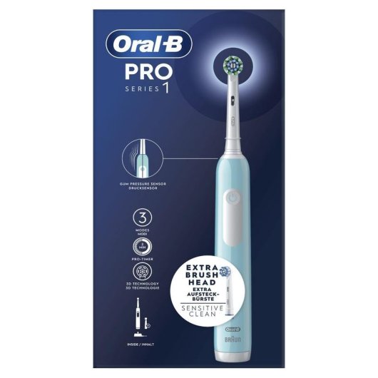 Oszillierende Zahnbürste Oral-B Pro 1 Blau 2 Bürstenköpfe Timer Drucksensor