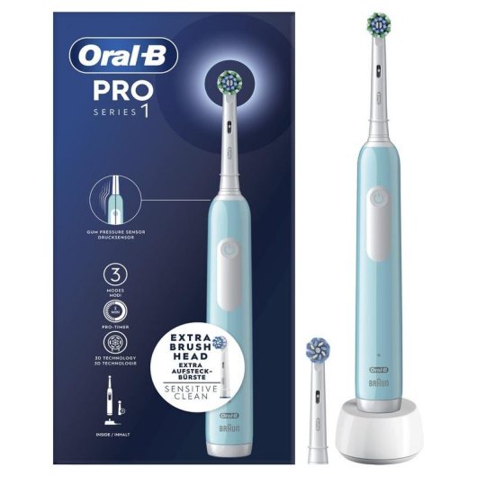 Oszillierende Zahnbürste Oral-B Pro 1 Blau 2 Bürstenköpfe Timer Drucksensor