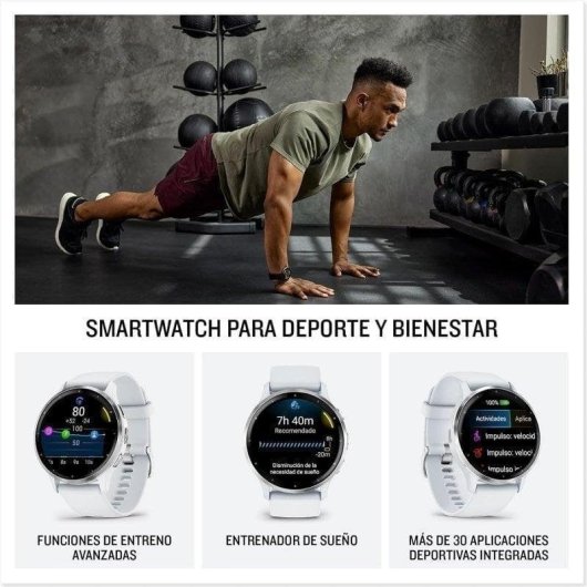 Garmin Venu 3 Bluetooth WiFi GPS NFC 45mm AMOLED Aço Branco Resistente Água 5ATM SpO2