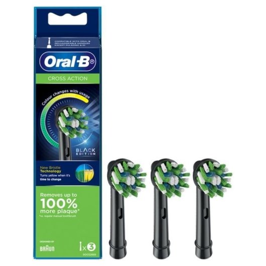 Aufsteckbürste Oral-B CrossAction 3 Einheiten Farbwechsel-Indikator Schwarz