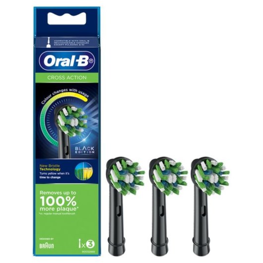 Aufsteckbürste Oral-B CrossAction 3 Einheiten Farbwechsel-Indikator Schwarz