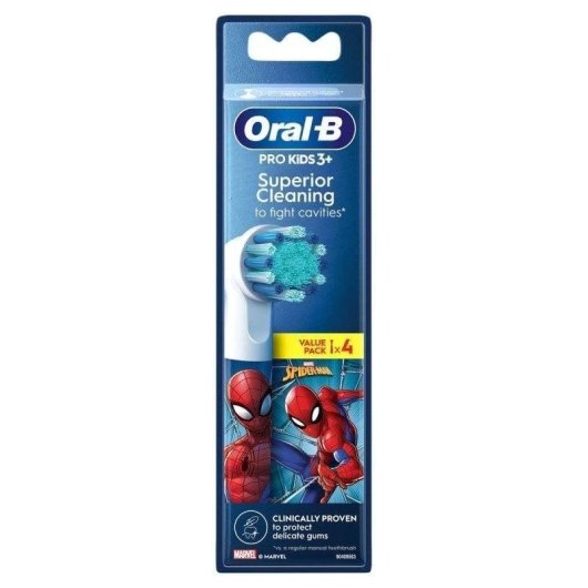 Aufsteckbürste Oral-B Spiderman EB10-4FFS 4 Einheiten Extra Weich Kinder