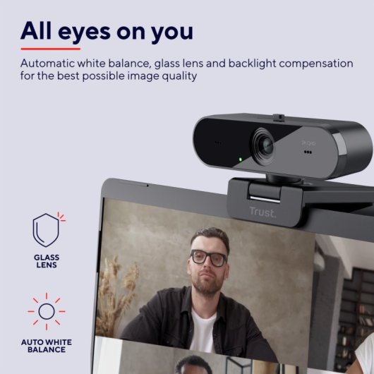 Trust TW-250 Webcam QHD con Enfoque Automático Negra