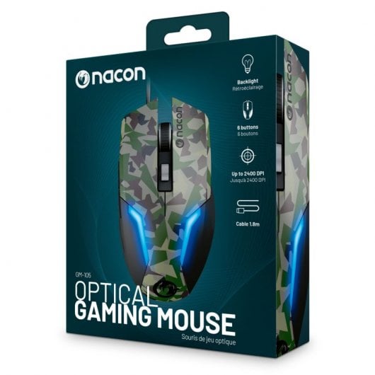 Mouse da gioco ottico cablato Nacon GM-105 Forest Camo 2400 DPI