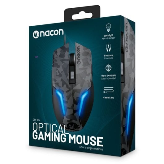 Nacon GM-105 Urban Camo Ratón Gaming Óptico con Cable 2400DPI