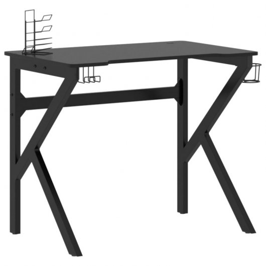 VidaXL Secretária Gaming Pernas Forma K Preta 90x60x75cm