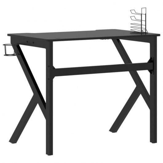 VidaXL Secretária Gaming Pernas Forma K Preta 90x60x75cm