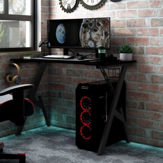 VidaXL Escritorio Gaming Patas Forma Y Negro 90x60x75cm