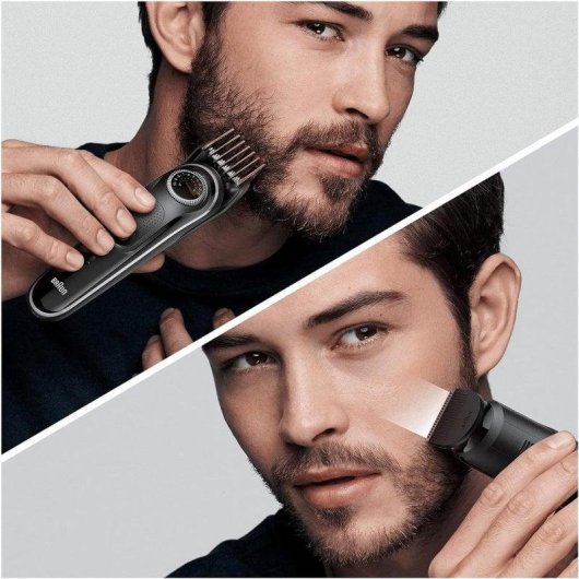 Bartschneider Braun 5 BT5342 Kabellos 100min Nass- und Trockenrasur 39 Einstellungen 2 Aufsteckkämme Schnellladung