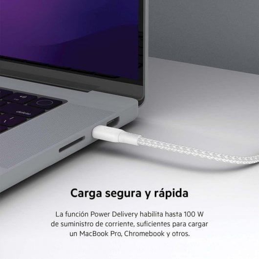 Cabo Belkin BoostCharge USB-C para USB-C trançado duplo PD 100W 2M branco