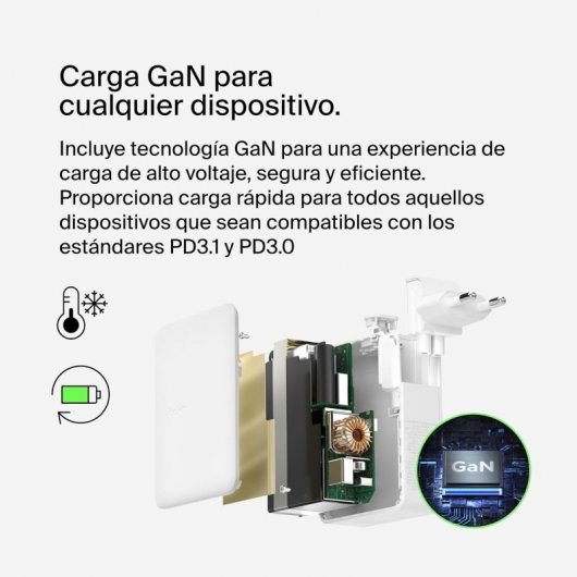 Belkin BoostCharge Pro Cargador de Pared GaN con 4 Puertos PD 140W con 3 Puertos USB-C