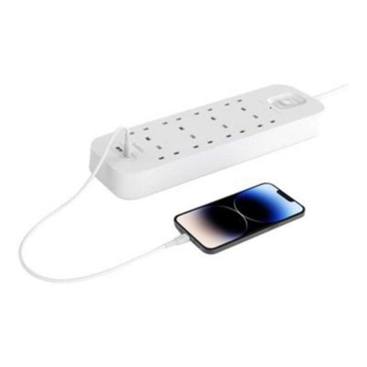 Multiprise Belkin SRB003VF2M 8 Prises Protection USB-C USB-A Câble 2 m Blanc