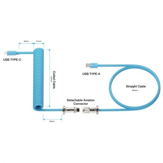 Newskill Coil Cable Cabo Espiral USB-C Azul