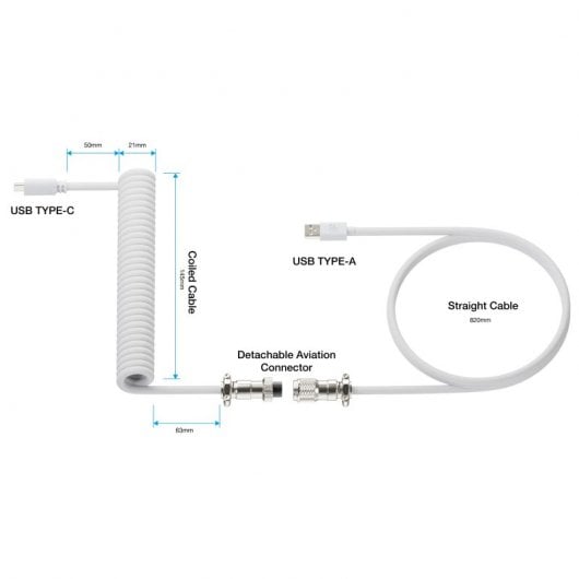 Newskill Coil Cable Cable en Espiral USB-C Blanco