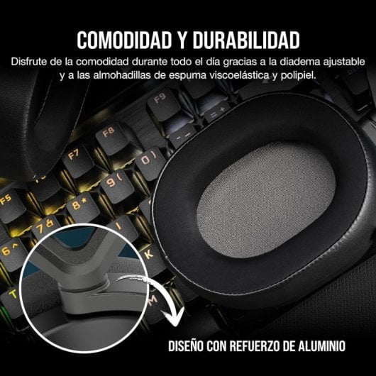 Corsair HS65 Wireless V2 Auriculares Gaming Inalámbricos 7.1 Negros