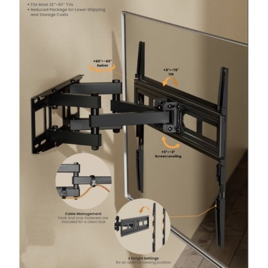 Equip 650337 Soporte de Pared para Pantalla 37"-80" Doble Brazo Full Motion VESA 600x400 hasta 40Kg