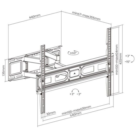 Equip 650337 Soporte de Pared para Pantalla 37"-80" Doble Brazo Full Motion VESA 600x400 hasta 40Kg