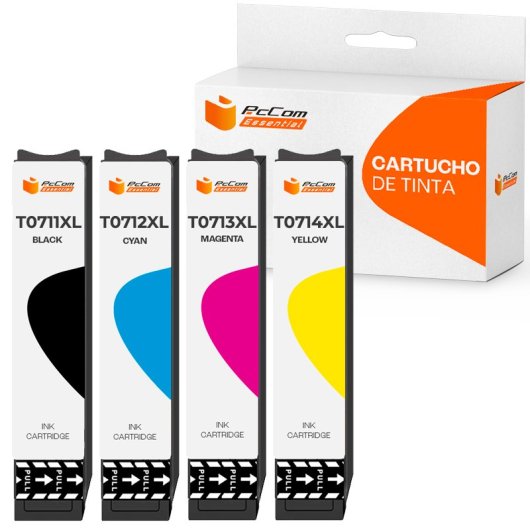 Pccom Essential Cartucho Tinta Compatible Epson T0711/T0712/T0713/T0714 Negro/Cian/Magenta/Amarillo Pack 4