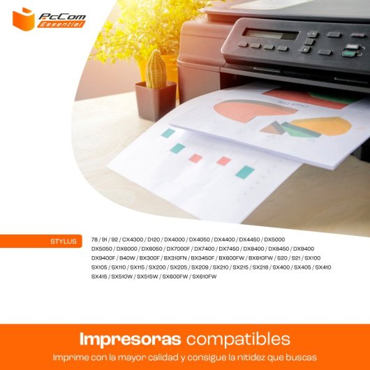 Pccom Essential Cartucho Tinta Compatible Epson T0711/T0712/T0713/T0714 Negro/Cian/Magenta/Amarillo Pack 4