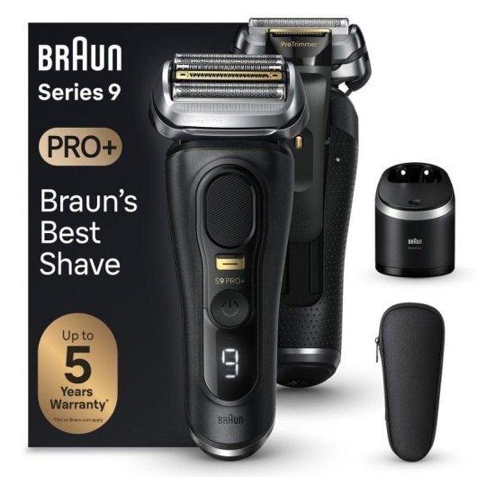 Máquina de Barbear Facial Braun Series 9 Pro+ 9560cc Recarregável 60 min Seco e Molhado 5 Lâminas