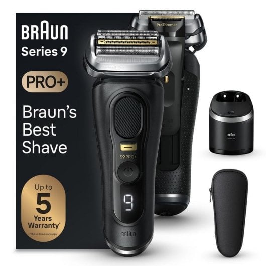 Máquina de Barbear Facial Braun Series 9 Pro+ 9560cc Recarregável 60 min Seco e Molhado 5 Lâminas