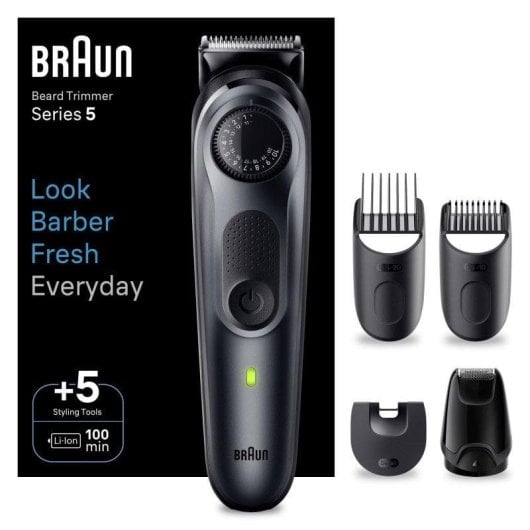 Regolabarba Viso Braun BeardTrimmer 5 BT5420 Senza Filo 100min Impermeabile 40 Impostazioni 3 Pettini