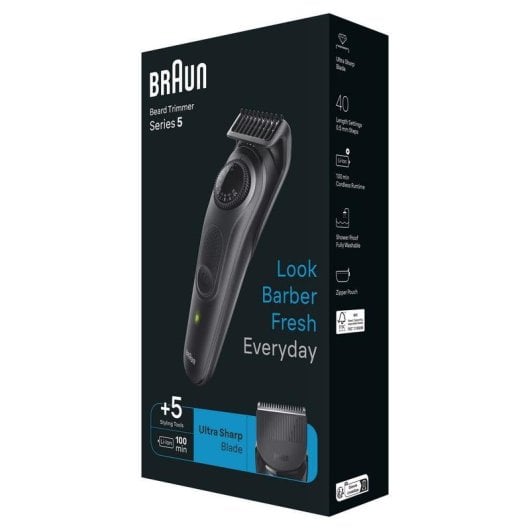 Regolabarba Viso Braun BeardTrimmer 5 BT5420 Senza Filo 100min Impermeabile 40 Impostazioni 3 Pettini