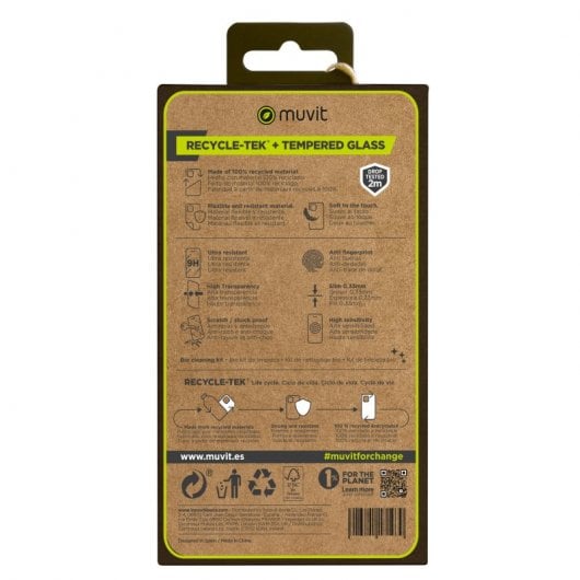 Muvit Funda Shockproof 2m para iPhone 15 + Protector Cristal Templado Marco Negro