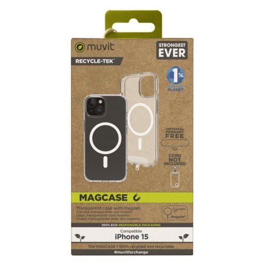 Muvit Funda Recycletek Magsafe Transparente para iPhone 15