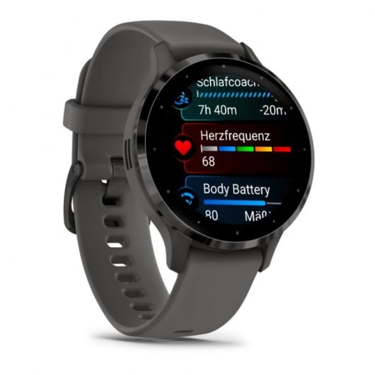 Montre connectée Garmin Venu 3S, lunette en acier inoxydable gris de 41 mm, boîtier et bracelet en silicone gris