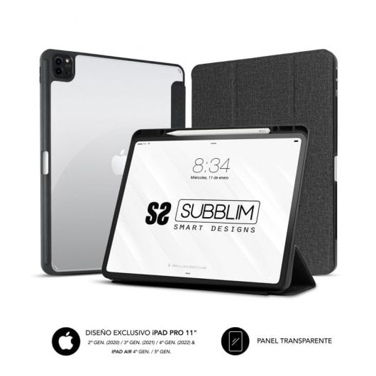 Subblim Clear Shock Case Funda Negra para iPad Pro 11" 2022/2021/2020