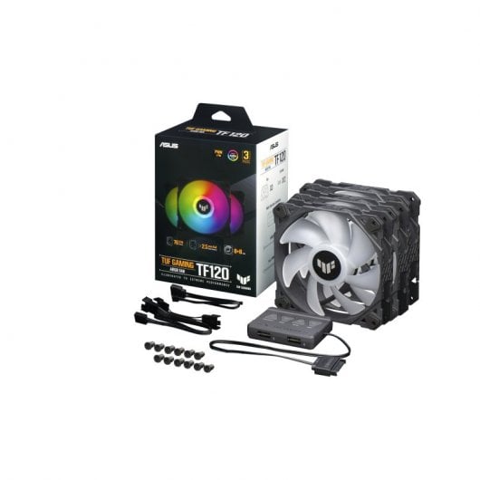 ASUS TUF Gaming TF120 ARGB Fan - Triple Fan Kit with ARGB Controller Boitier PC Refroidisseur d'air 12 cm Noir