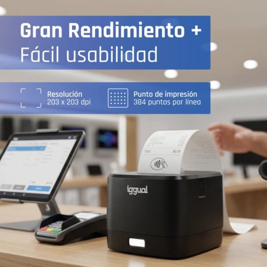 Thermische bonprinter iggual TP EASY 58 USB RJ11 Zwart