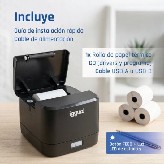 Thermische bonprinter iggual TP EASY 58 USB RJ11 Zwart