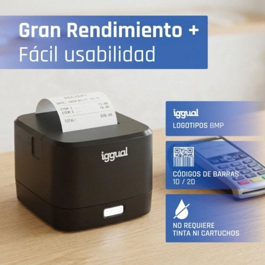 Thermische bonprinter iggual TP EASY 58 USB RJ11 Zwart