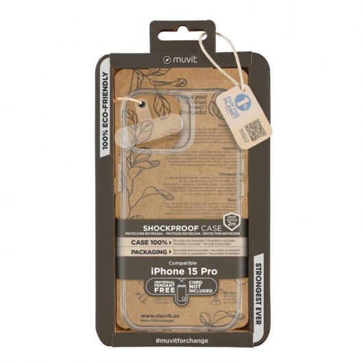 Custodia trasparente antiurto Muvit da 2 m per iPhone 15 Pro