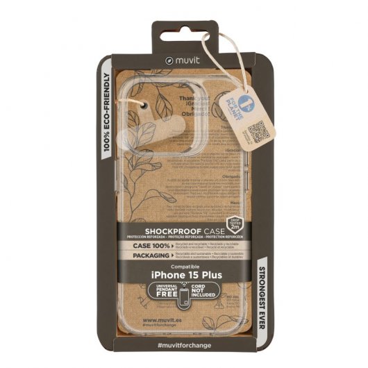Capa transparente Muvit à prova de choque de 2 m para iPhone 15 Plus