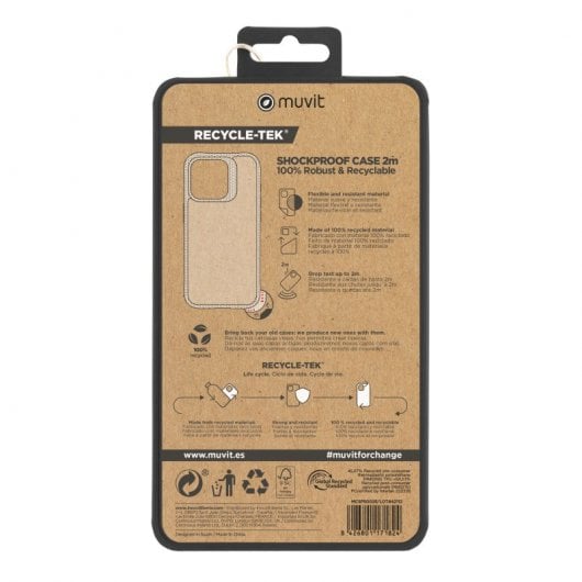 Capa transparente Muvit à prova de choque de 2 m para iPhone 15 Plus