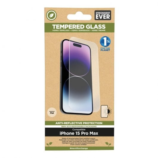 Muvit Anti-Glare Flat Tempered Glass Protector für iPhone 15 Pro Max